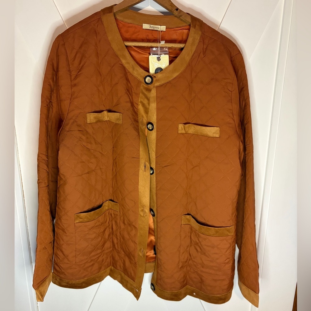 Women's Quilted Orange Jacket SIZE XL NWT - Picture 7 of 11